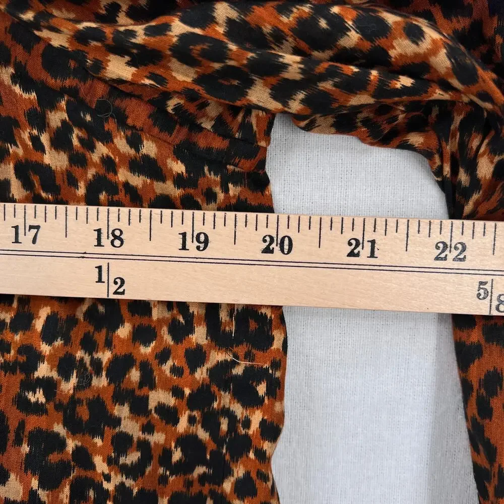 ULLA JOHNSON Vesna Blouse Womens 4 Brown Black Leopard Print Cotton Puff Sleeve